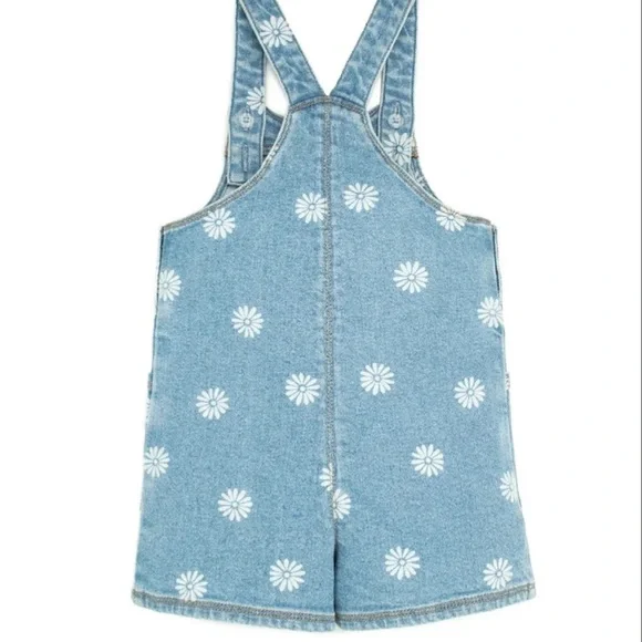 Denim Blue Kids Overalls with Floral Print - Picture 5 of 8